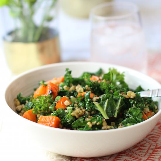 Freekah Kale Honey Salad - Recipe photo by SweetPillarFood