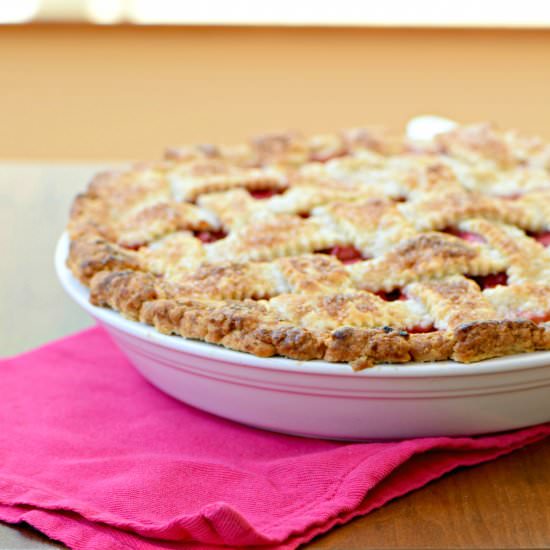 Strawberry Rhubarb Lattice Pie - Recipe photo by westoftheloop