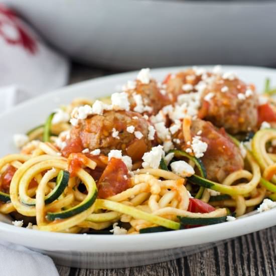 Zoodles with Turkey Meatballs - Recipe photo by einepriselecker