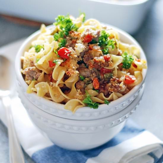 Cheesy Pork Sausage Casserole - Recipe photo by thecharmingdetroiter
