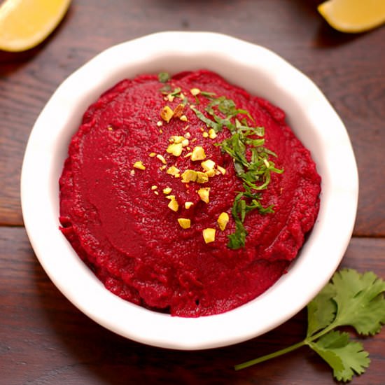 Roasted Beetroot Hummus - Recipe photo by AnnaBanana