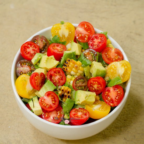 Rainbow Tomato Corn Summer Salad - Recipe photo by TheKitchenWhisperer