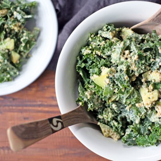 Vegan Kale Caesar Salad - Recipe photo by aplantbasedsoul