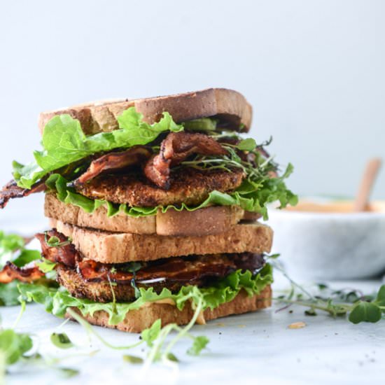 bacon fried green tomato blts - Recipe photo by HowSweetEats