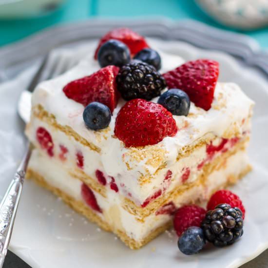 No Bake Mixed Berry Icebox Cake - Recipe photo by LifemadeSweeter