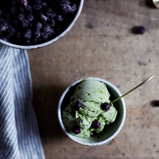 Blueberry Green Tea Ice Cream - Recipe photo by modestmarce