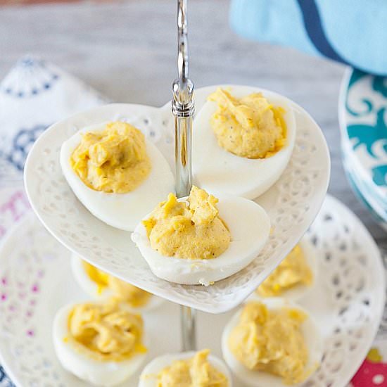 Lightened Deviled Eggs with Relish - Recipe photo by Food Done Light