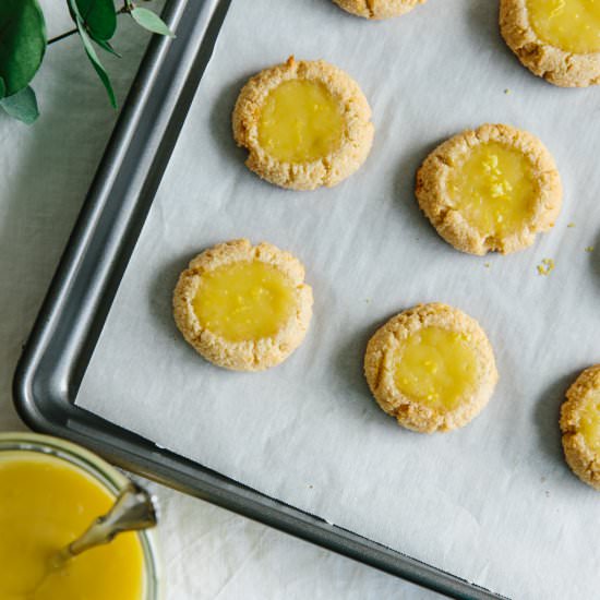 Lemon Curd Thumbprint Cookies - Recipe photo by Downshiftology