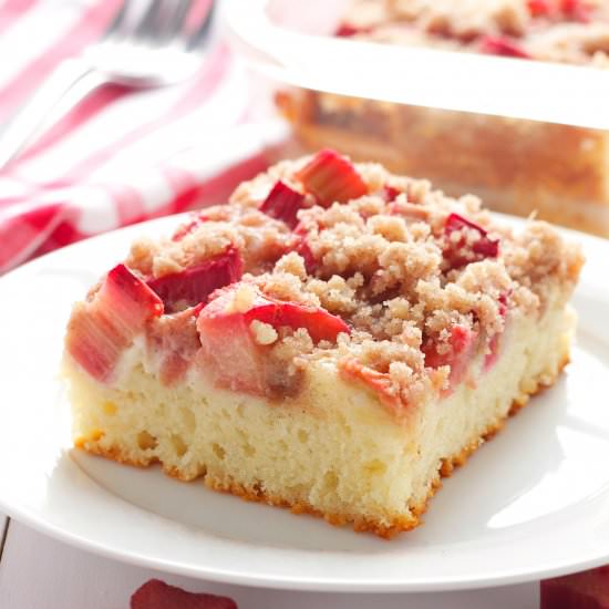 Rhubarb Streusel Cake - Recipe photo by busybakerblog