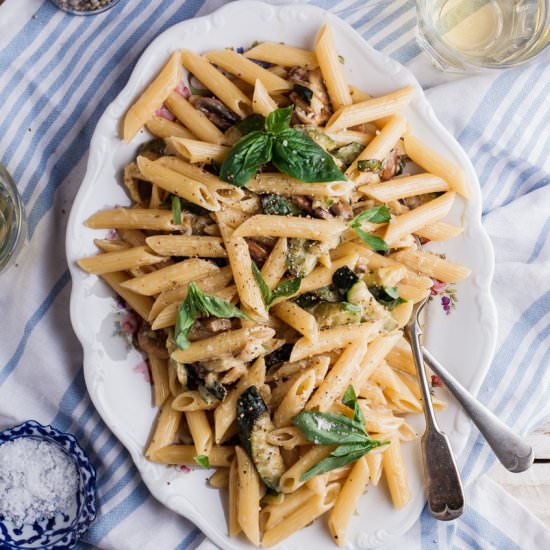 Zucchini and Mushroom Carbonara - Recipe photo by Simply Delicious