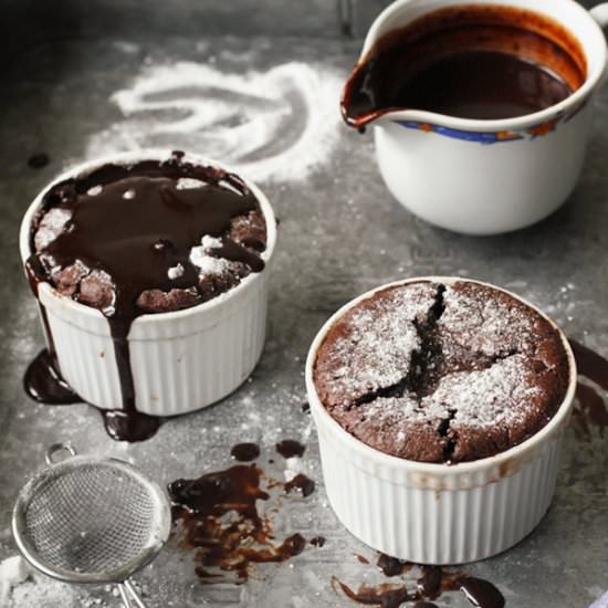 Chocolate Souffle with Sauce - Recipe photo by the tummy train