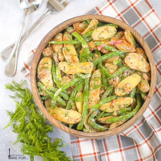 Roasted Fingerling Potato Salad - Recipe photo by whatshouldimakefor