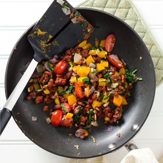 Veggie Chickpea Flour Scramble - Recipe photo by VeggiePrimer