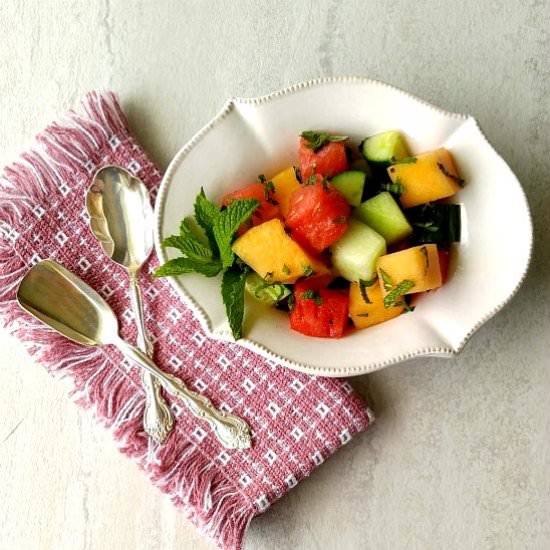 Minty Cucumber Melon Salad - Recipe photo by thegardeningcook