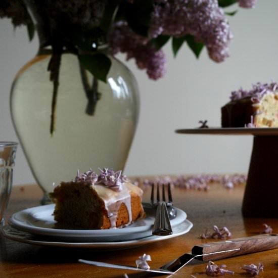 Lilac, Tarragon, and Rhubarb Cake - Recipe photo by tentimestea