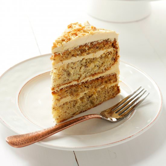Banana Peanut Butter Cake - Recipe photo by busybakerblog