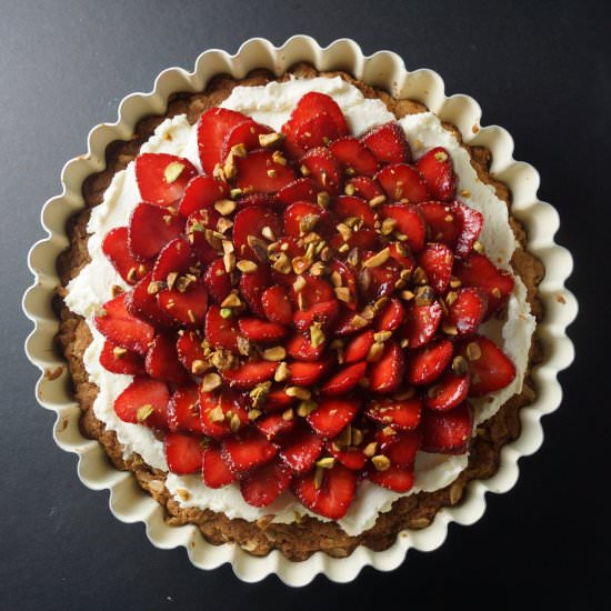 Strawberry Oatmeal Cookie Tart - Recipe photo by wifromscratch