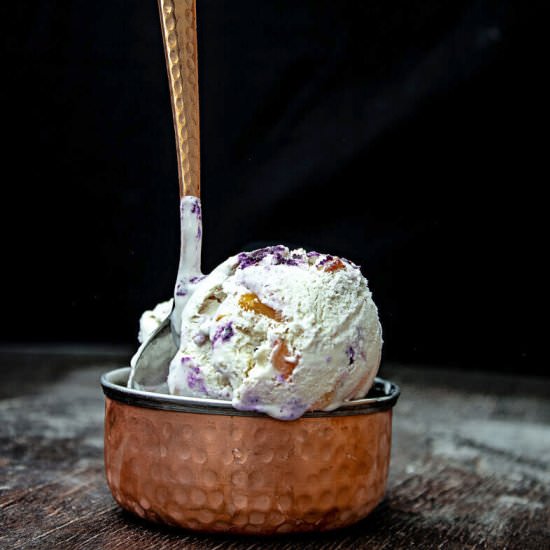 No Churn Peach Blueberry Ice-Cream - Recipe photo by Anu@MyGingerGarlicKitchen