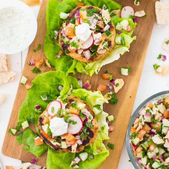 Mediterranean Burgers with Fattoush - Recipe photo by thegirlonbloor
