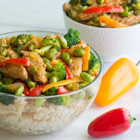 Vegan Teriyaki Chicken and Edamame - Recipe photo by NamelyMarly