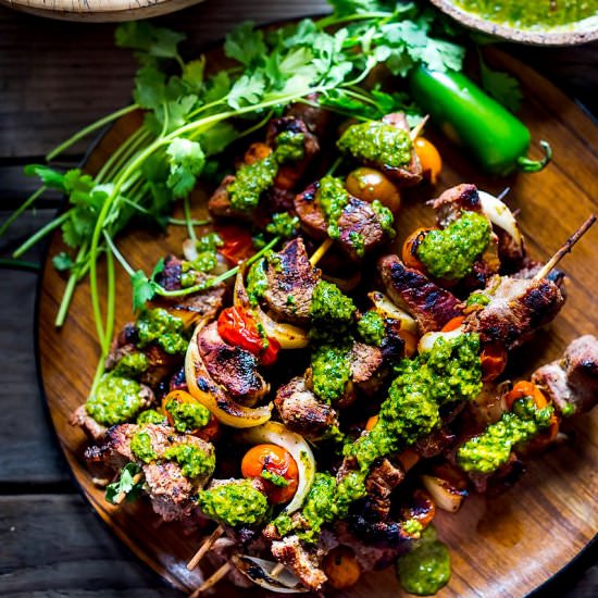 Grilled Chilean Beef Skewers - Recipe photo by Feasting at Home