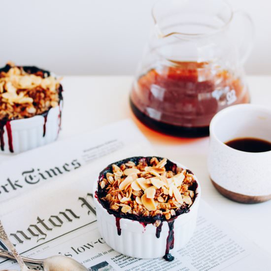 Peach and Blueberry Almond Crisp - Recipe photo by alexskrebcova