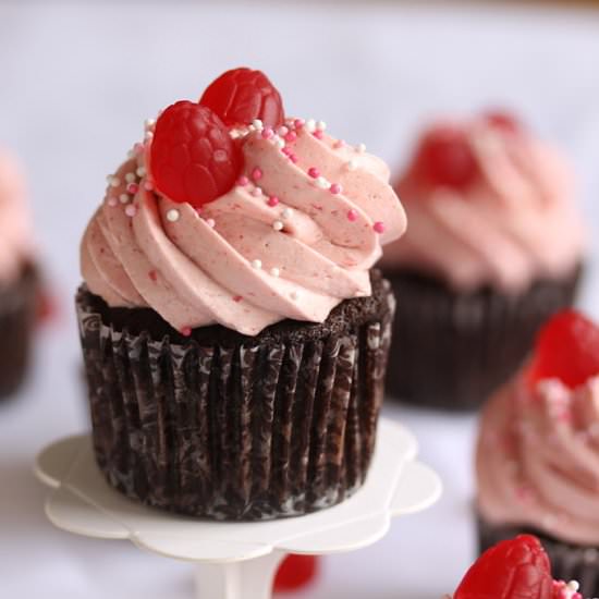 Chocolate Raspberry Cupcakes - Recipe photo by sugarsaltmagic