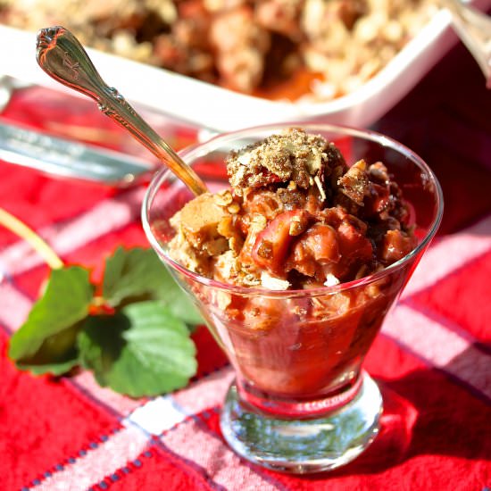 Vegan Strawberry Rhubarb Crisp - Recipe photo by alittlesage