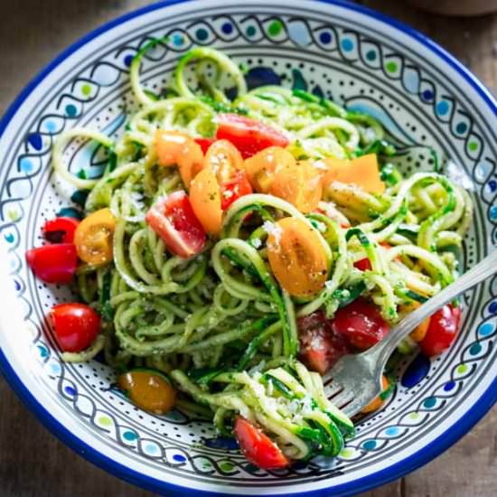No-Cook Zucchini Noodles with Pesto - Recipe photo by healthy seasonal recipes