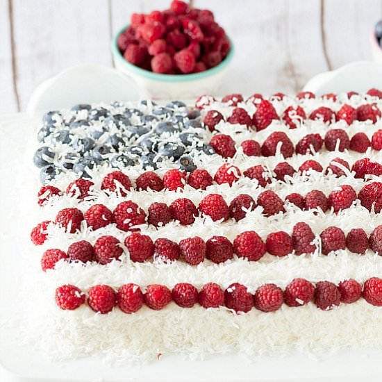 Coconut Berry Flag Cake - Recipe photo by Food Done Light