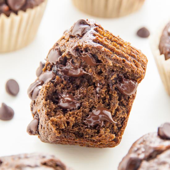 Double Chocolate Banana Muffins - Recipe photo by BakerbyNature