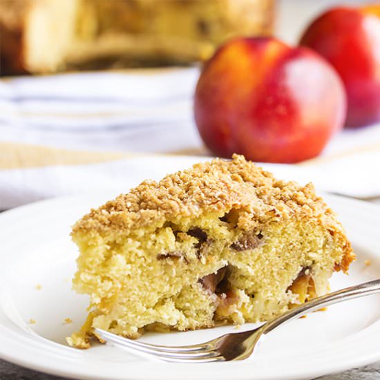 Fresh Peach Buckle Cake - Recipe photo by justalittlebitofbacon