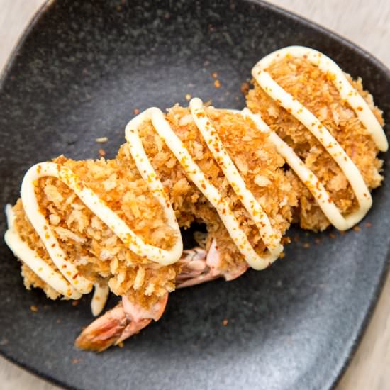 Crispy Baked Prawns with Spicy Mayo - Recipe photo by janskitchen