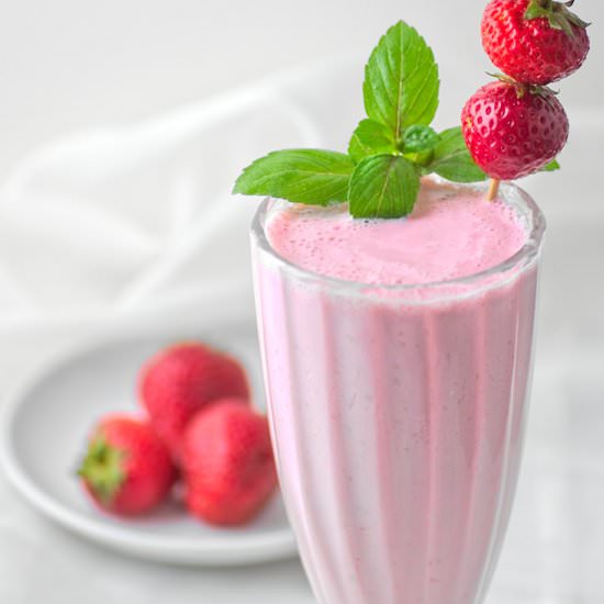 Strawberry Protein Shake - Recipe photo by TheKitchenAddiction