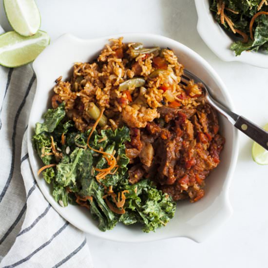 Spicy seitan sofrito bowls - Recipe photo by thefullhelping