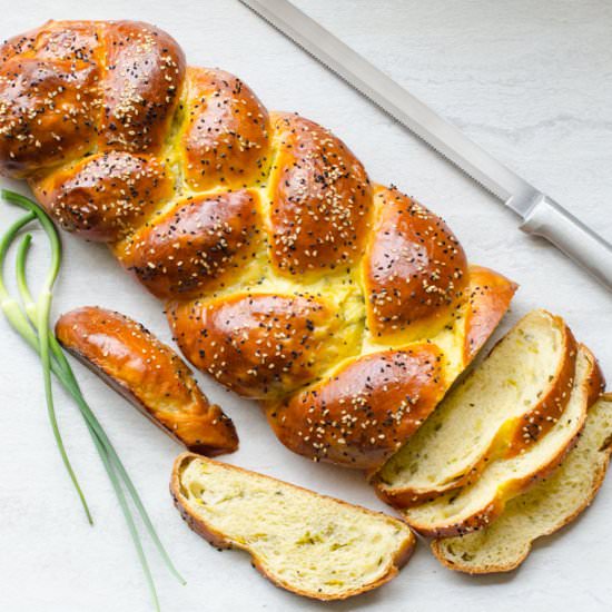 Garlic Scape and Leek Challah - Recipe photo by Elegant Meraki