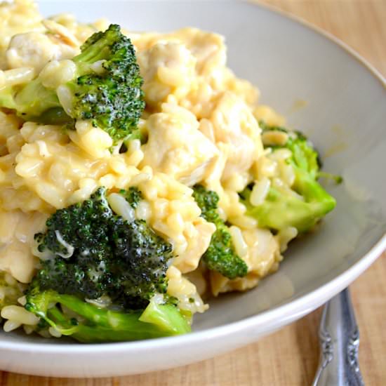 Chicken, Broccoli, Cheddar Risotto - Recipe photo by jeanieandluluskitchen