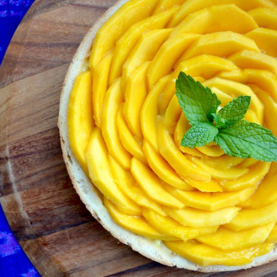 Mango Flower Custard Tart - Recipe photo by The Kitchen Flamingo