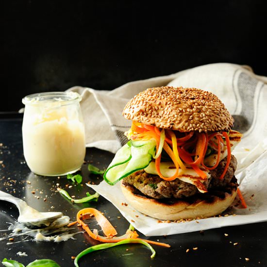 Beef Burgers with Grilled Halloumi - Recipe photo by servingdumplings