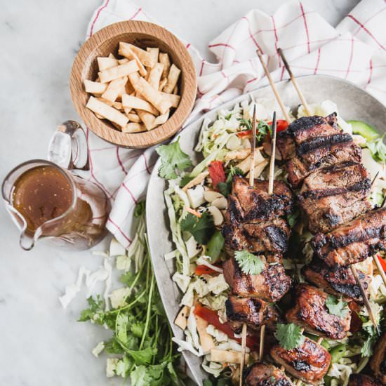 Hoisin Pork Kababs with Asian Salad - Recipe photo by themodernproper