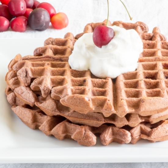 Chocolate Cherry Beet Waffles - Recipe photo by LK529