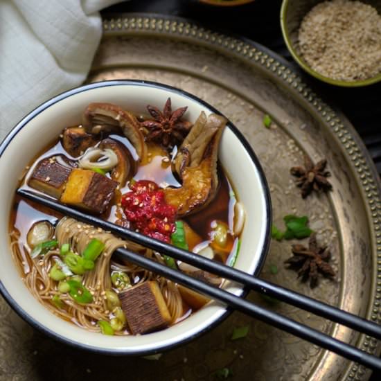 Smoked Tofu and Mushroom Kombu Soup - Recipe photo by TheKitchenAddiction
