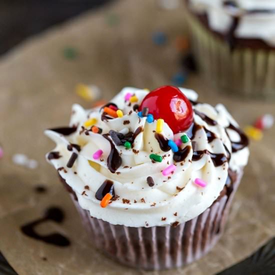 Hot Fudge Sundae Cupcakes - Recipe photo by ihearteating