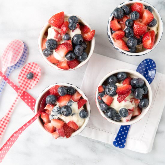 Red, White and Blue Ice Cream - Recipe photo by FoodFanatical