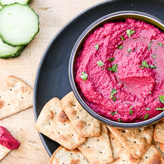 Roasted Beet Hummus - Recipe photo by the food blog