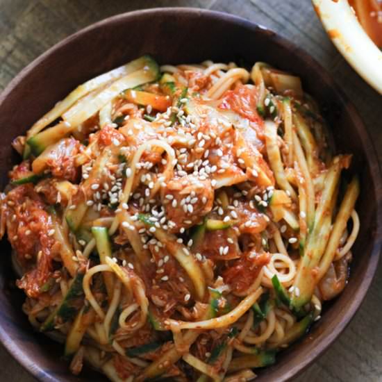 Cold Noodles with Tuna and Kimchi - Recipe photo by Spice the Plate