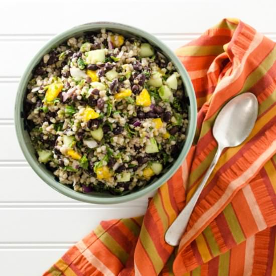 Black Bean Mango Buckwheat Salad - Recipe photo by VeggiePrimer