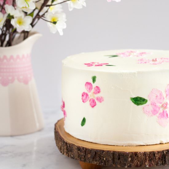 Hand Painted Cherry Blossom Cake - Recipe photo by GoodieGodmother