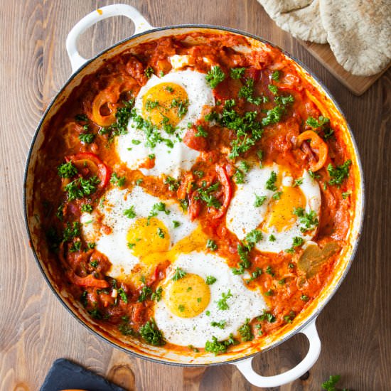 Breakfast Eggs in Creamy Tomatoes - Recipe photo by amummytoo