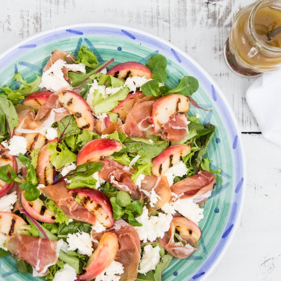 Grilled Peach and Prosciutto Salad - Recipe photo by OurItalianTable